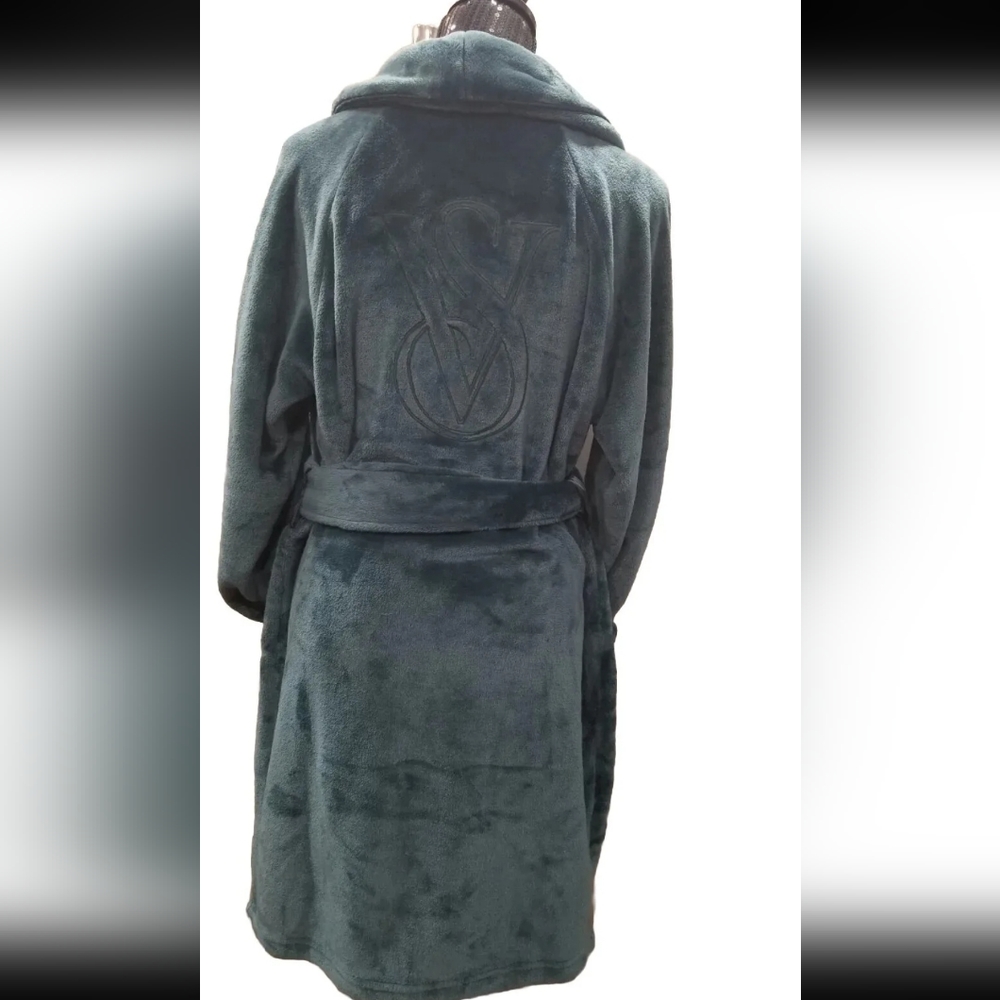 NWT! Victorias Secret Cozy Green Short Robe Super Soft XS/S - Picture 8 of 14